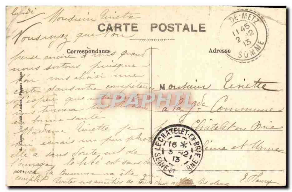 CPA Amiens Le Jardin des Plantes  — Verso