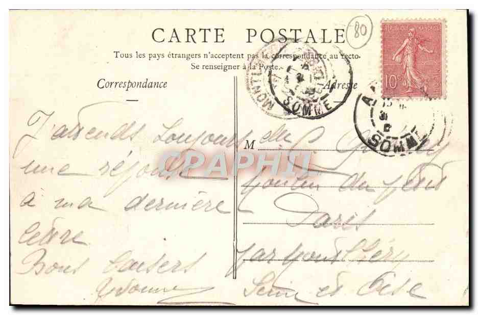 CPA Amiens L'Hotel de Ville  — Rückseite