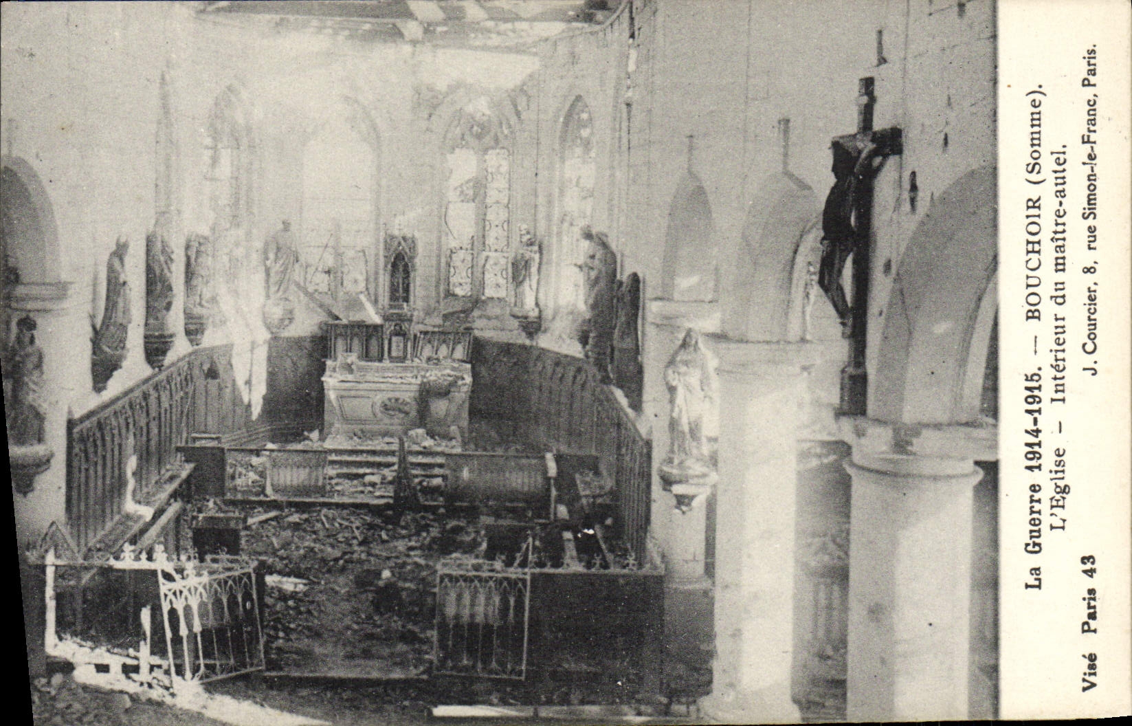 Intérieur de l'église de Simon-le-Franc — dévastation de la guerre 1914-1918 — J. Courcier, Paris