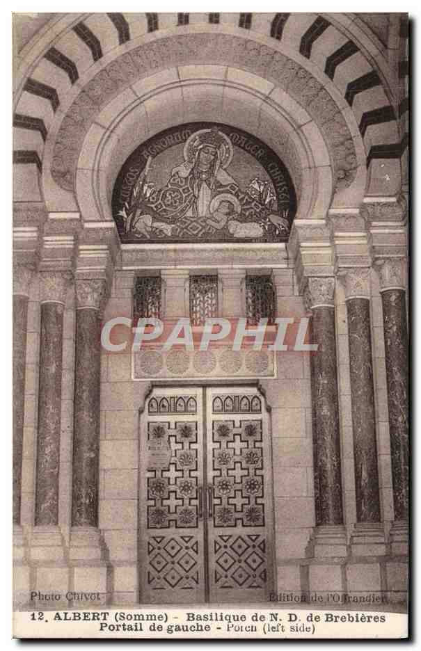 CPA Albert Basilique de N D de Brebieres Portail de gauche 