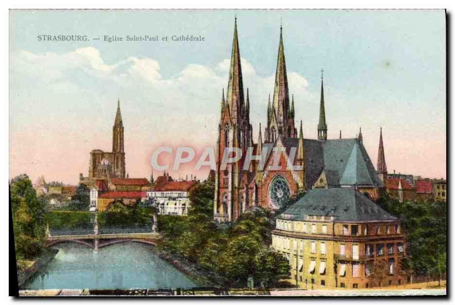 CPA Strasbourg Eglise Saint Paul et Cathedrale 