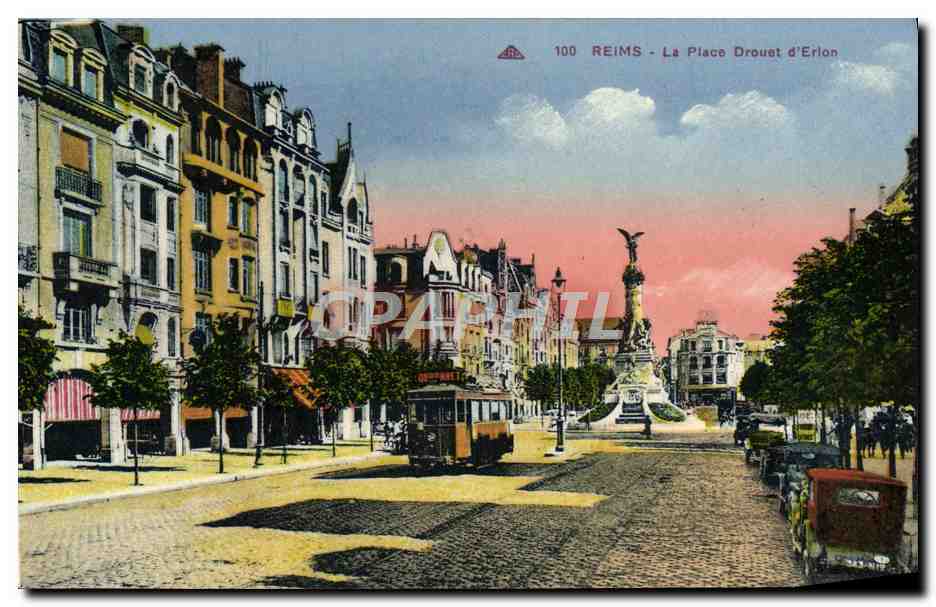 CPA Reims La Place Drouet d'Erlon Tramway
