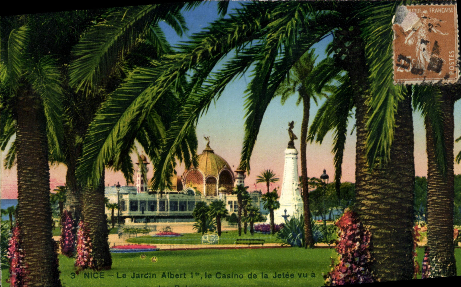 CPA Nice Le Jardin Albert l er Le Casino de la Jetee vu a travers les palmiers