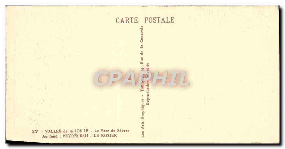 Le Vase de la Concorde — Vallée de la Jonthe — Éditeur : Les Arts Graphiques Peyreleau - Le Rozier — Achterkant