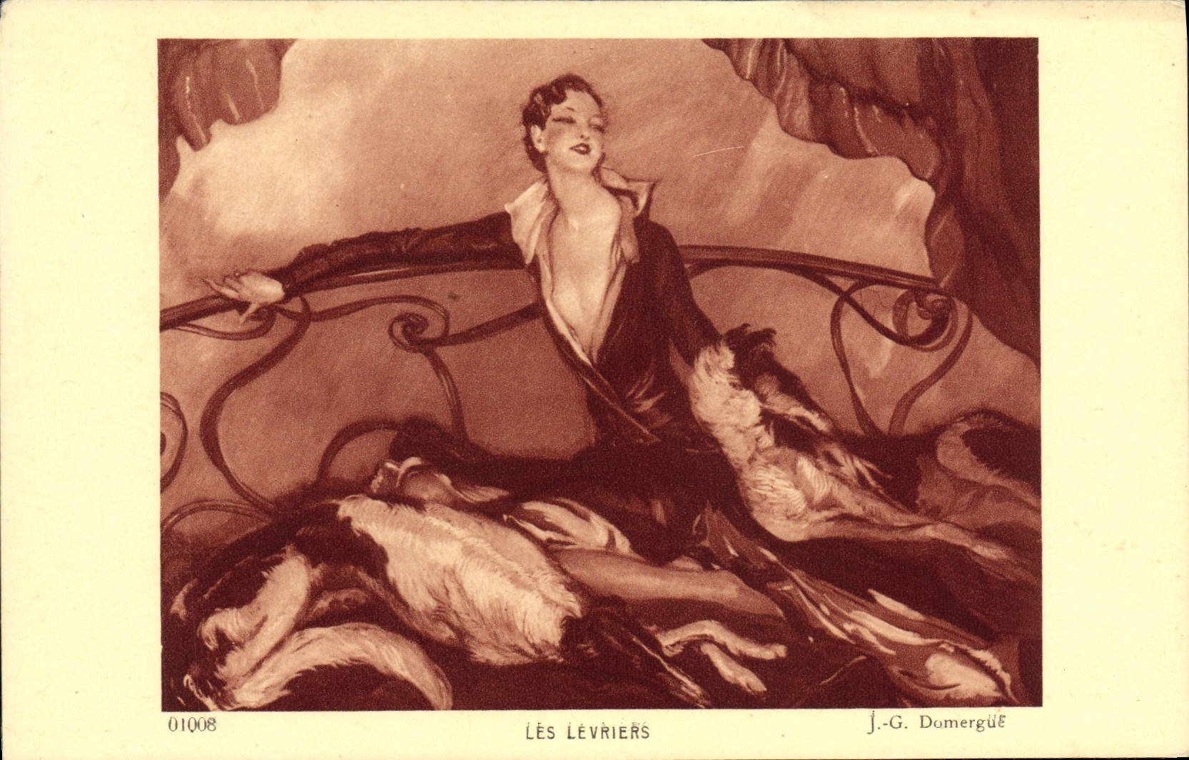 CPA Les Levriers Domergue Chien 