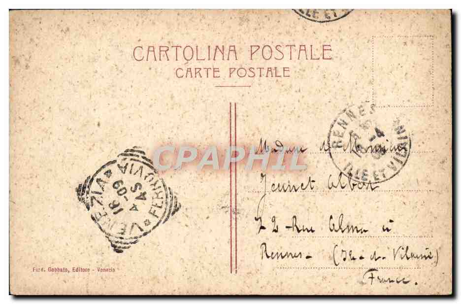 CPA Venezia Ponte Rio Del Paradiso — Rückseite