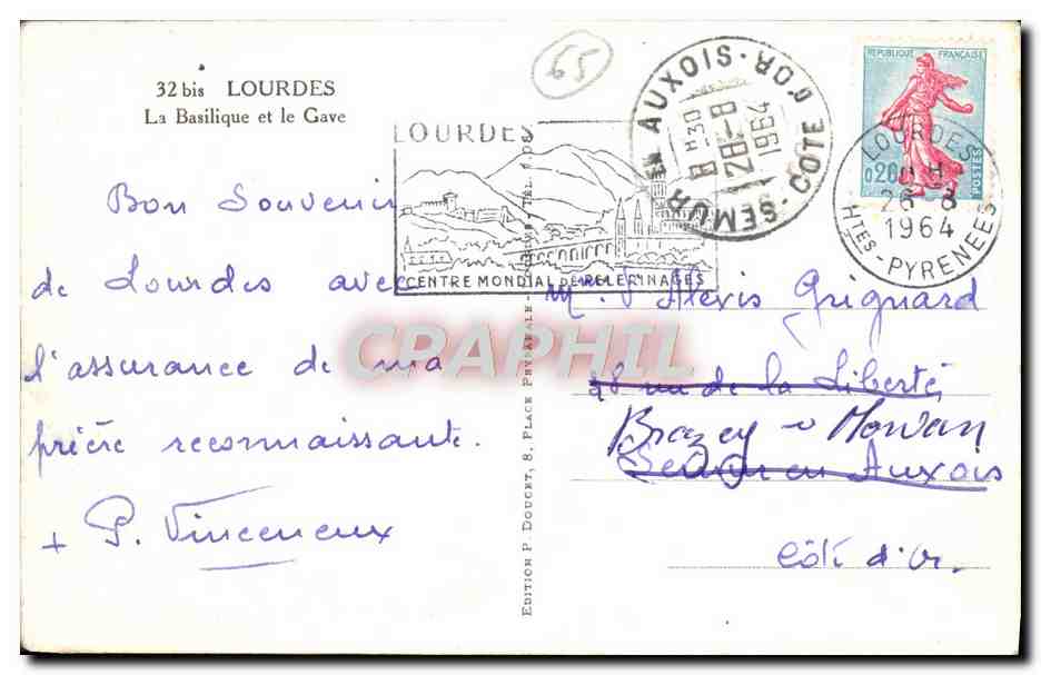 CPA Lourdes La Basilique Et Le Gave — Verso