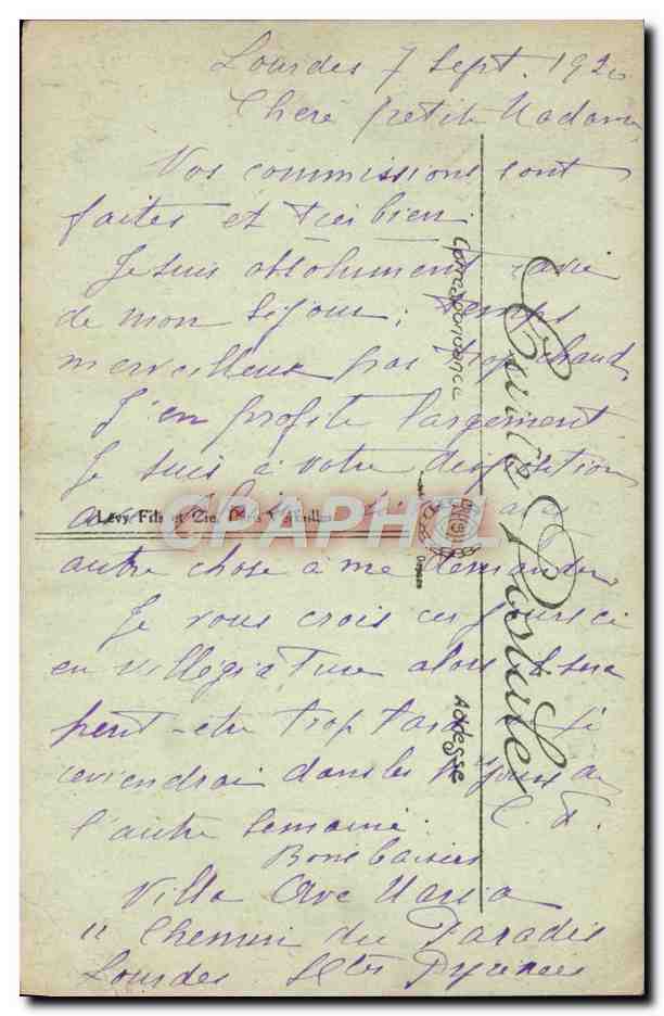 CPA Lourdes La Grotte — Verso