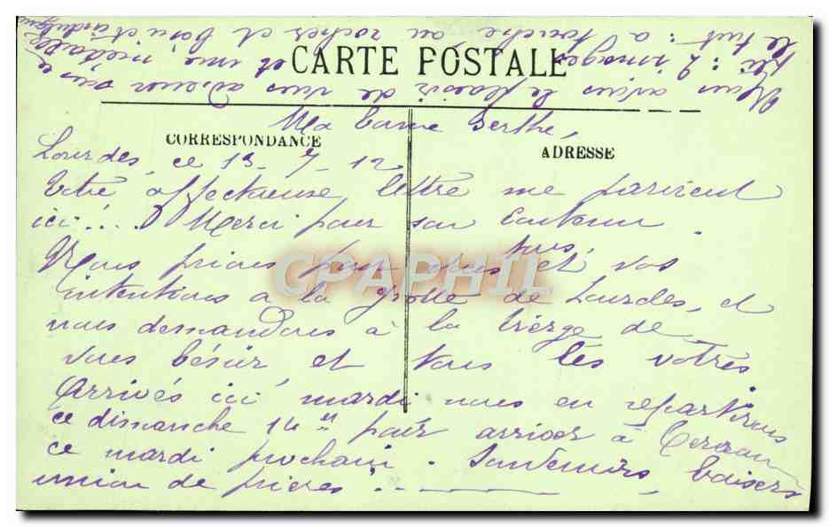 Lourdes — La Grotte et la Basilique — LL. n°59 — Verso