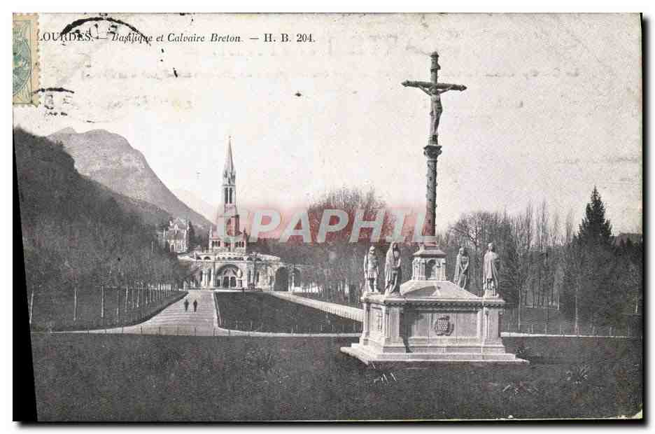 CPA Lourdes Basilique Et Calvaire Breton