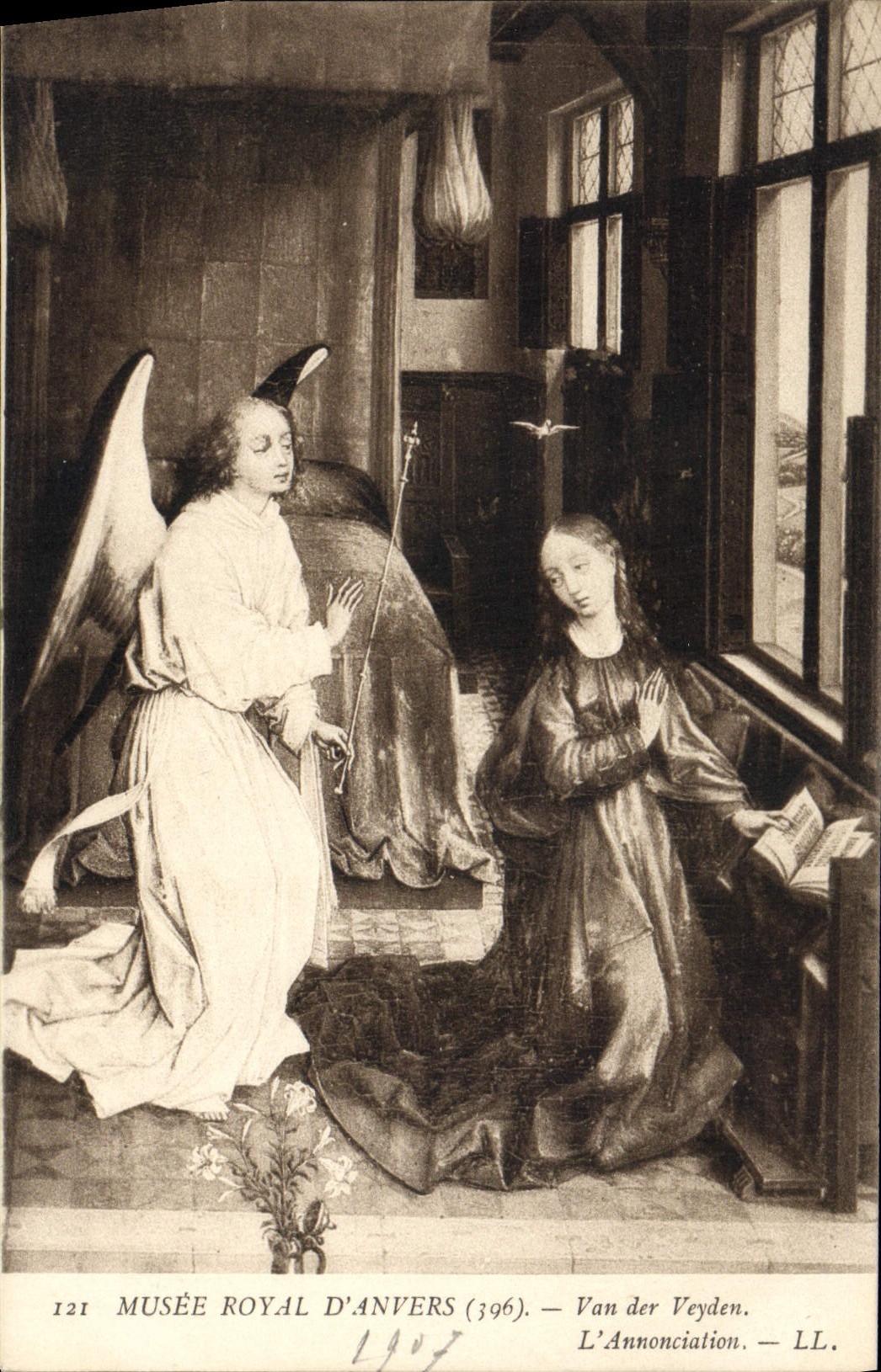 CPA Musee Royal D'Anvers Van Der Weyden L'annonciation Ange