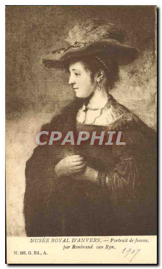 CPA Musee Royal D'Anvers Rembrandt Van Ryn Portrait de femme