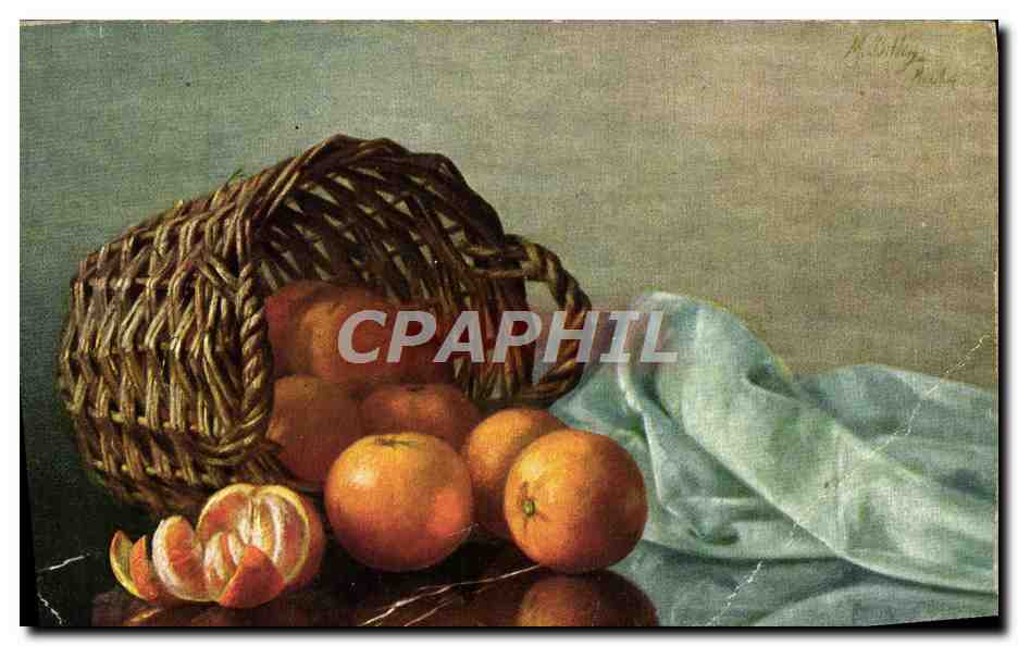 Nature morte aux oranges — œuvre de M. Colley, Paris — série 128
