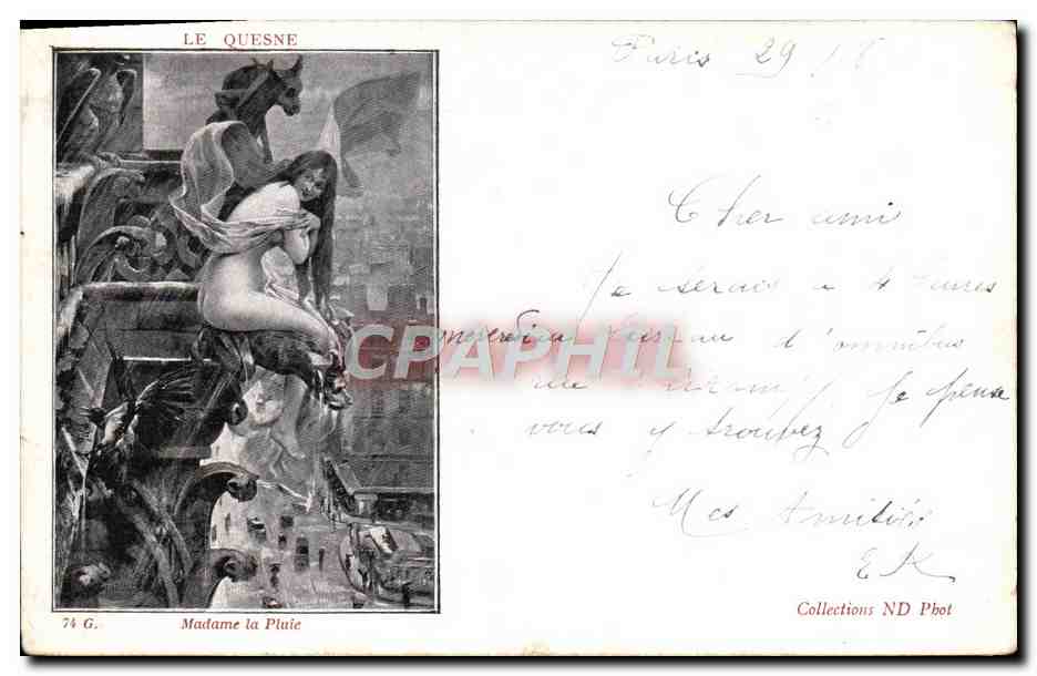 CPA Madame La Pluie Le Quesne Paris Notre Dame Chimere