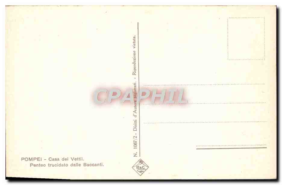 CPA Pompei Casa Dei Vetti Penteo Trucidato Dalle Baccanti — Verso