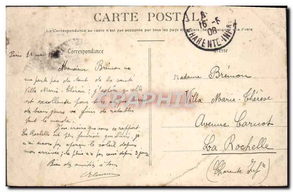 CPA Paris Le Trocadero Elephant Rhinoceros — Rückseite
