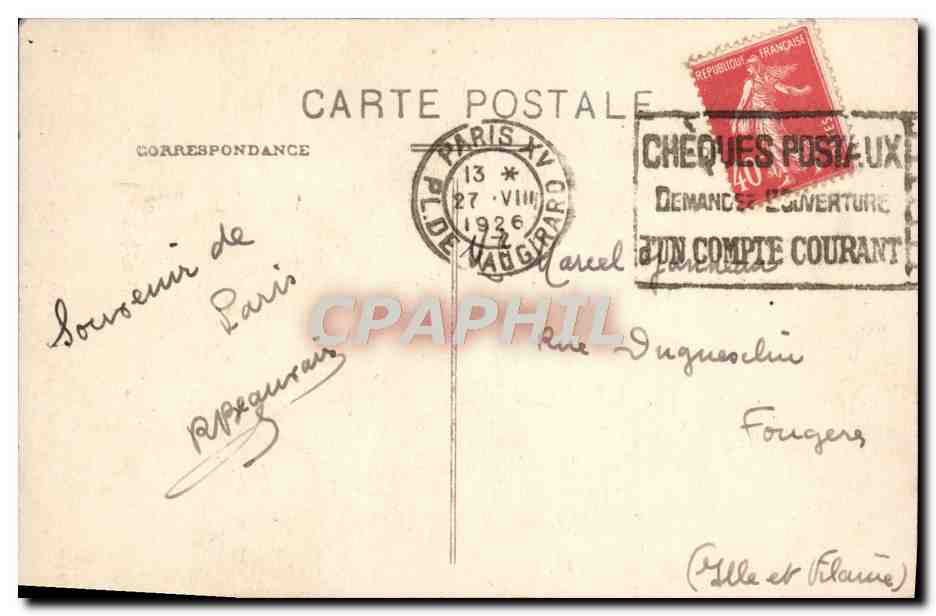 CPA Paris Notre Dame Automobile — Verso