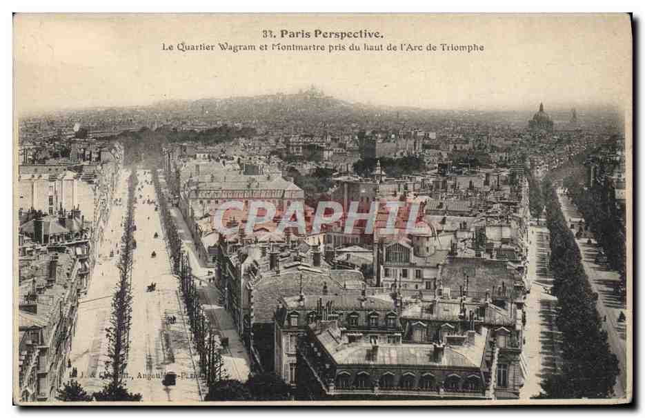 CPA Paris Perspective Le Quartier Wagram et Montmartre pris du haut de l'Arc de Triomphe 