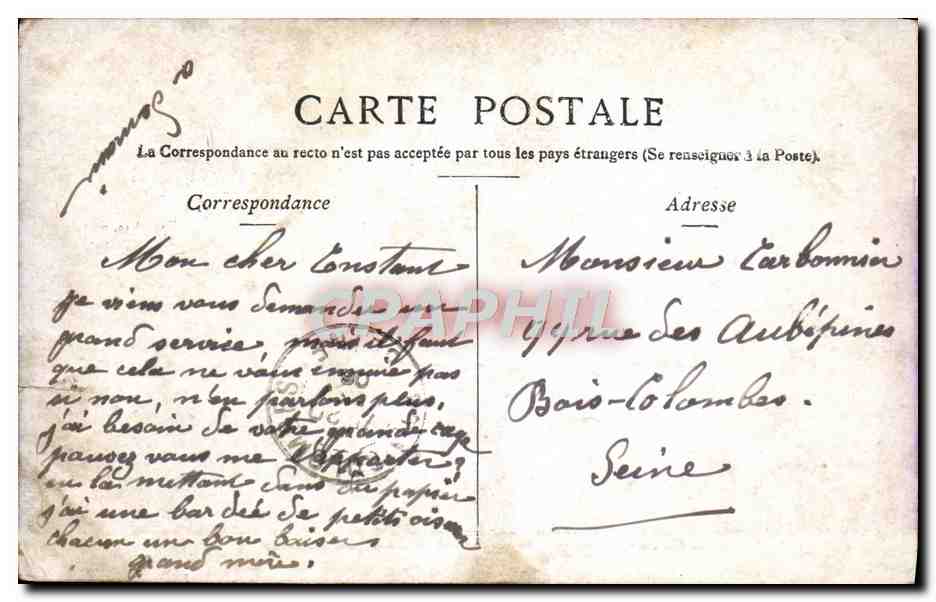 CPA Paris Saint Chapelle au palais de justice — Verso