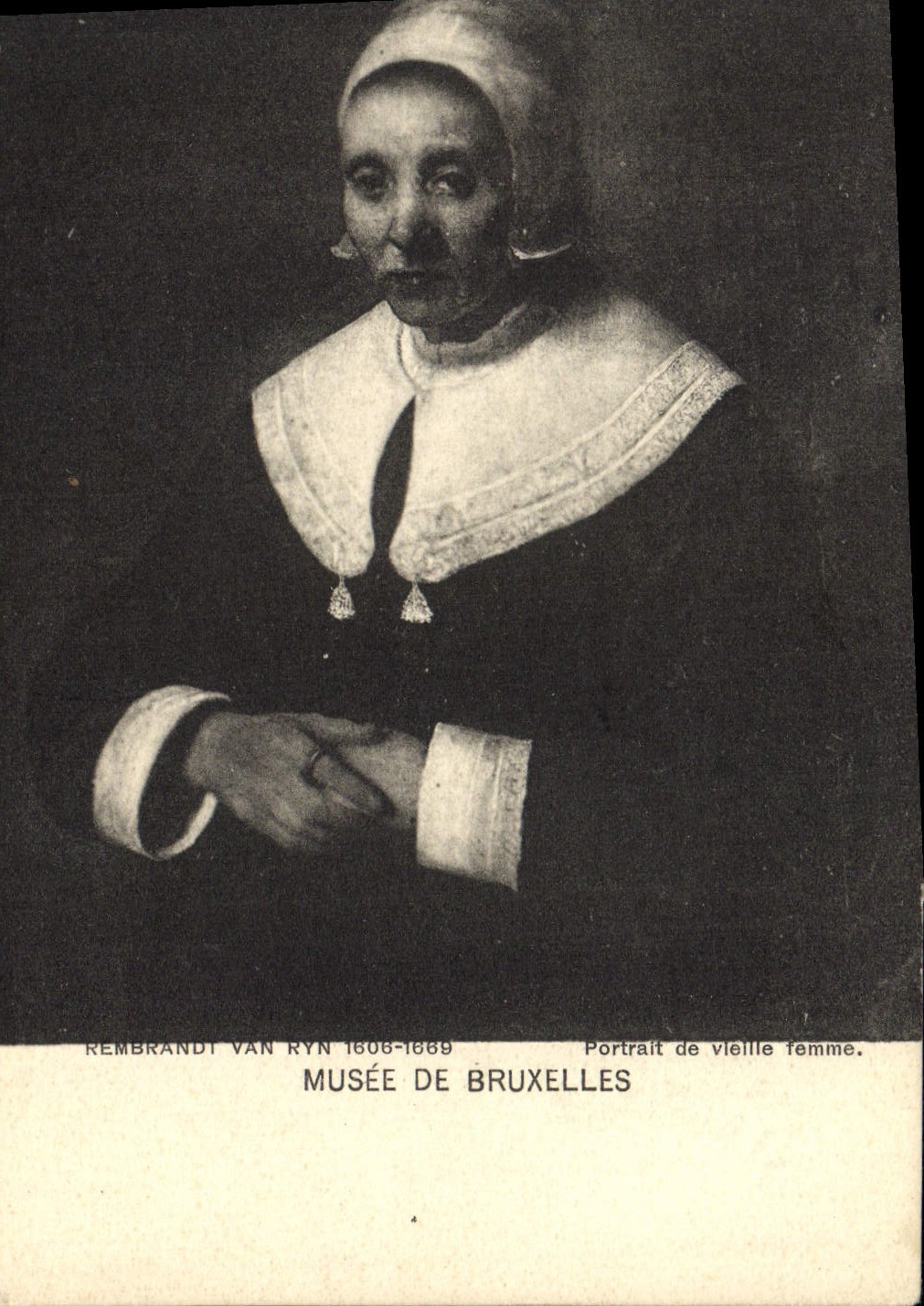 CPA Musee De Bruxelles Rembrandt Van Dyck Portrait de vieille femme