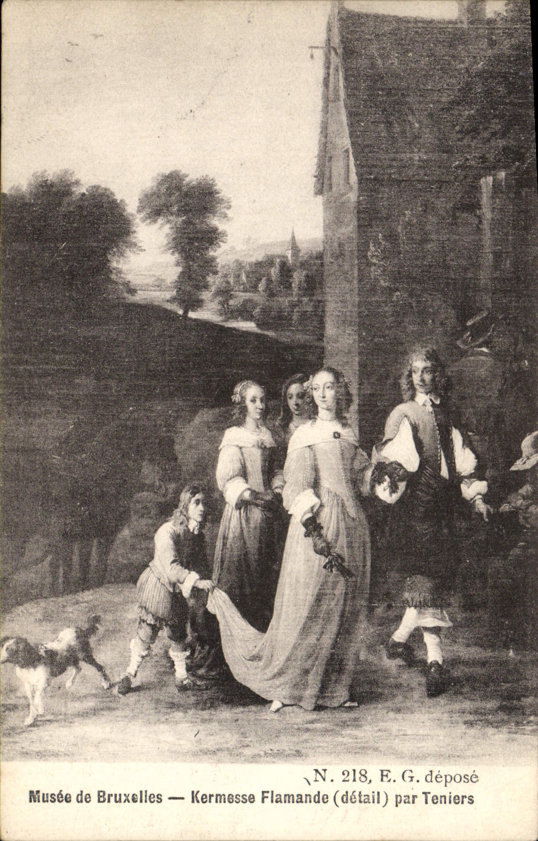CPA Musee De Bruxelles Kermessse flamande par Teniers Chien