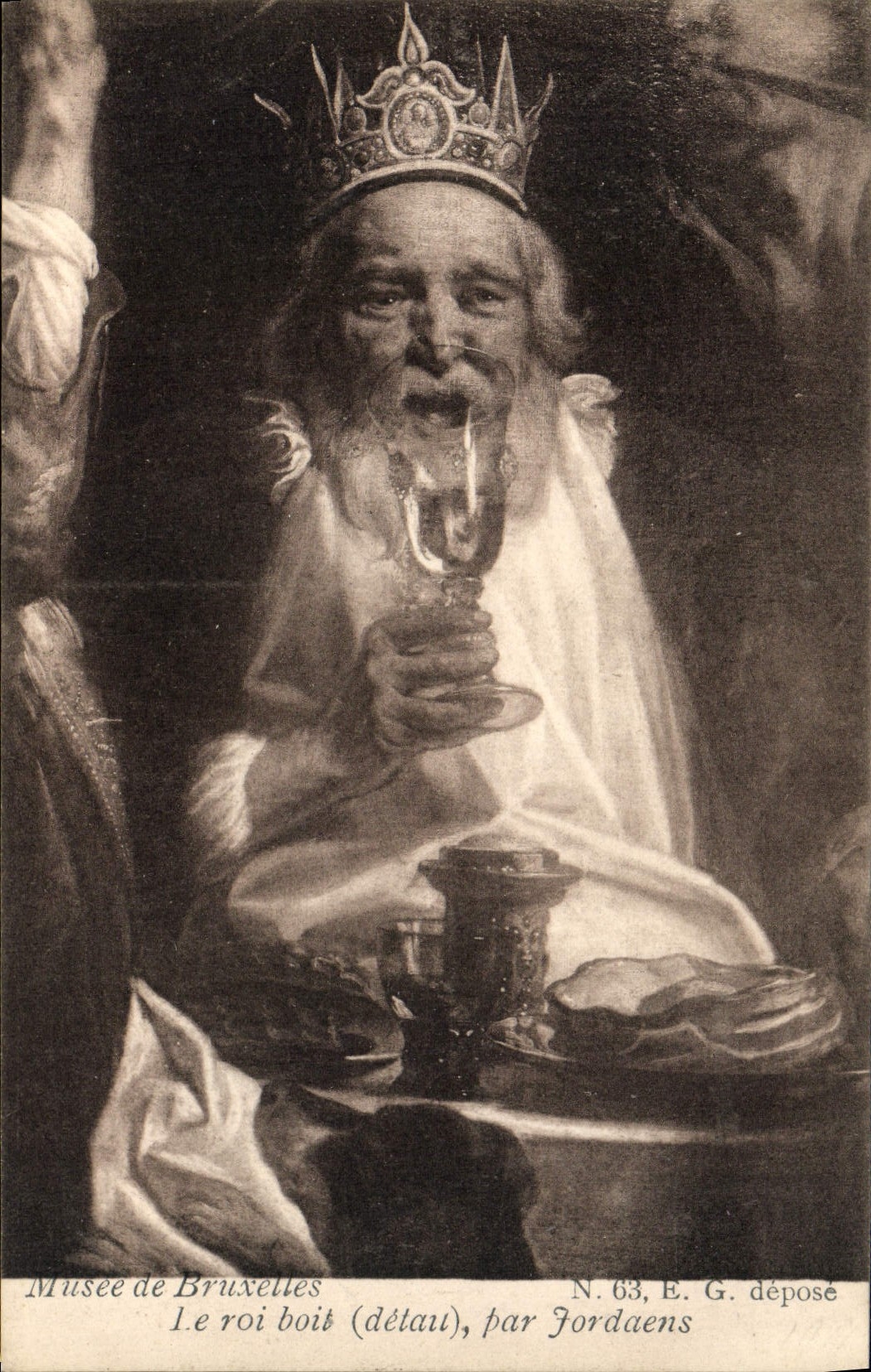 CPA Musee De Bruxelles Le roi boit par Jordaens