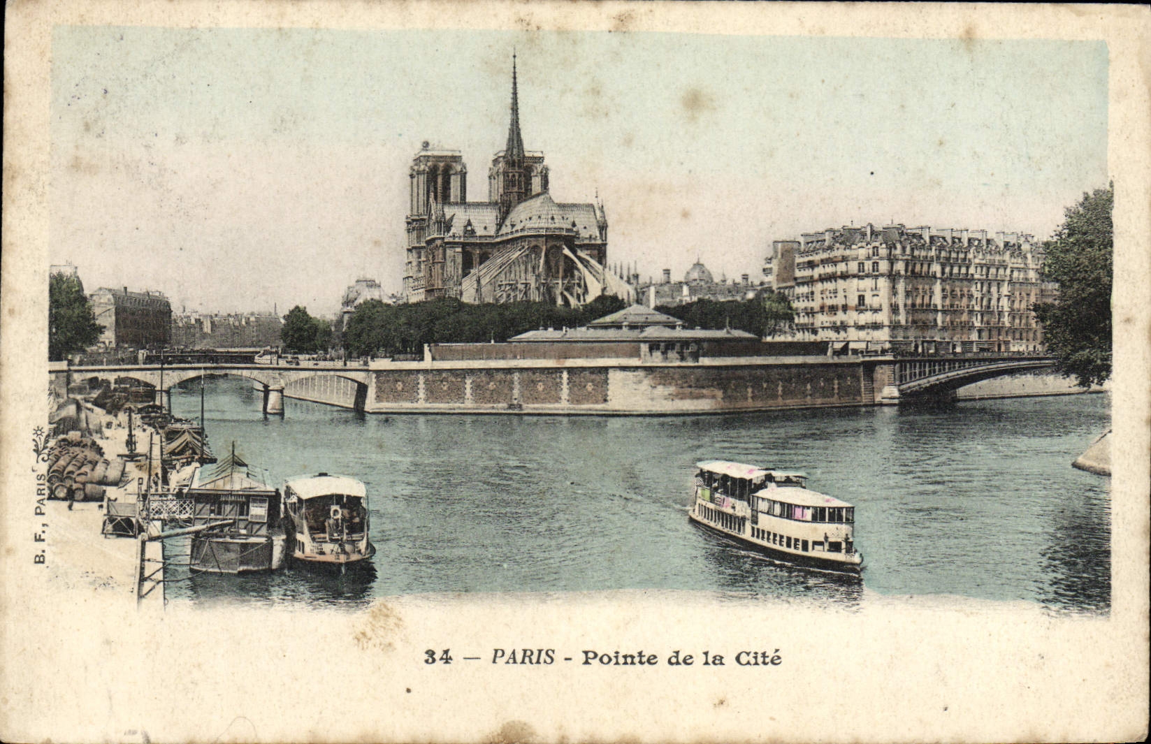 CPA Paris Pointe De La Cite Bateau Peniche 
