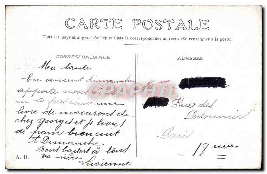 CPA Paris Gare De Lyon — Rückseite