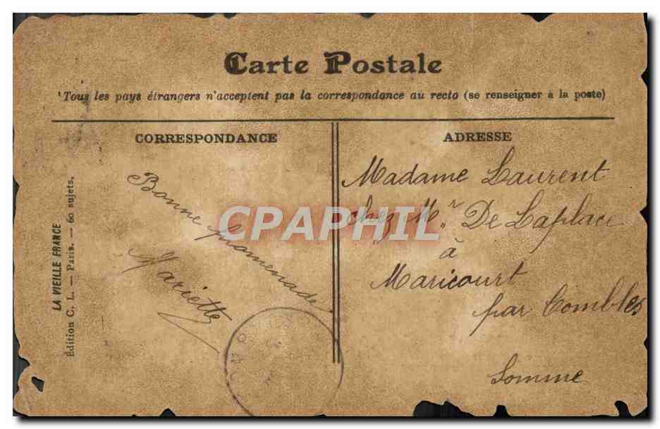 Porte Saint-Honoré — Paris — Vieux Paris, série II, n°376 — Verso