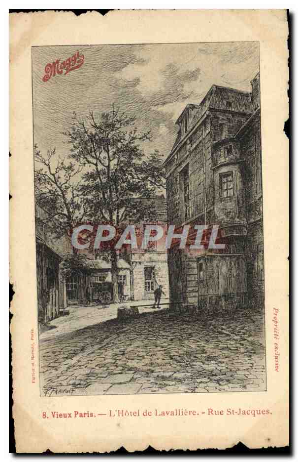 CPA Vieux Paris L'Hotel De Lavalliere Rue St Jacques Publicite Maggi