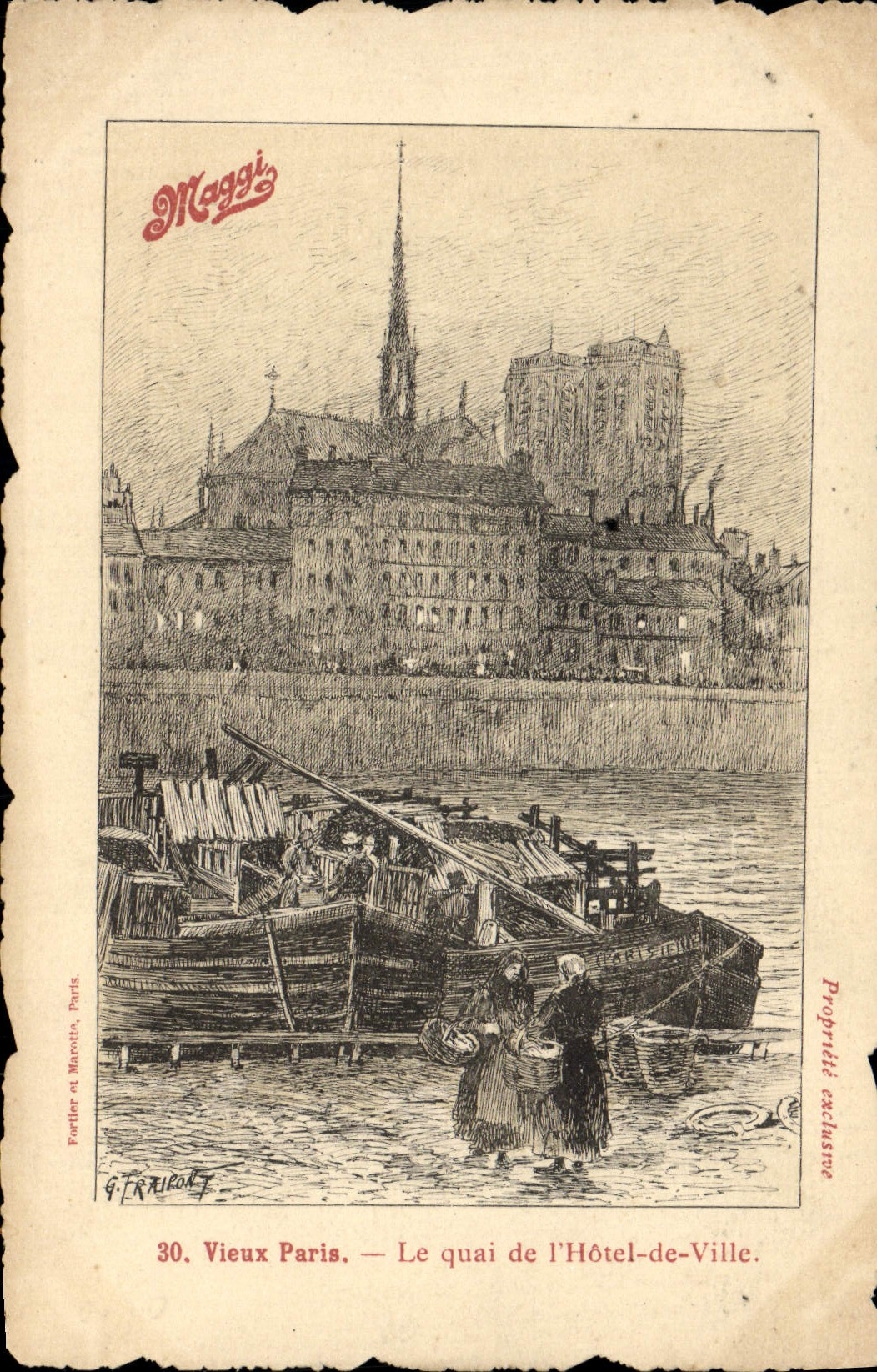 CPA Vieux Paris Le quai de l'Hotel de ville Peniche Bateau Notre Dame