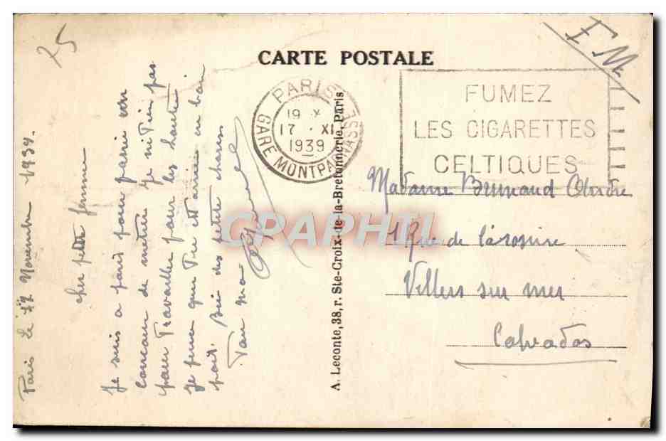 CPA Paris La Gare Montparnasse — Rückseite