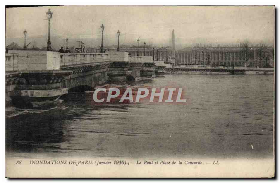 CPA Inondations De Paris Le Pont Et Place De La Concorde