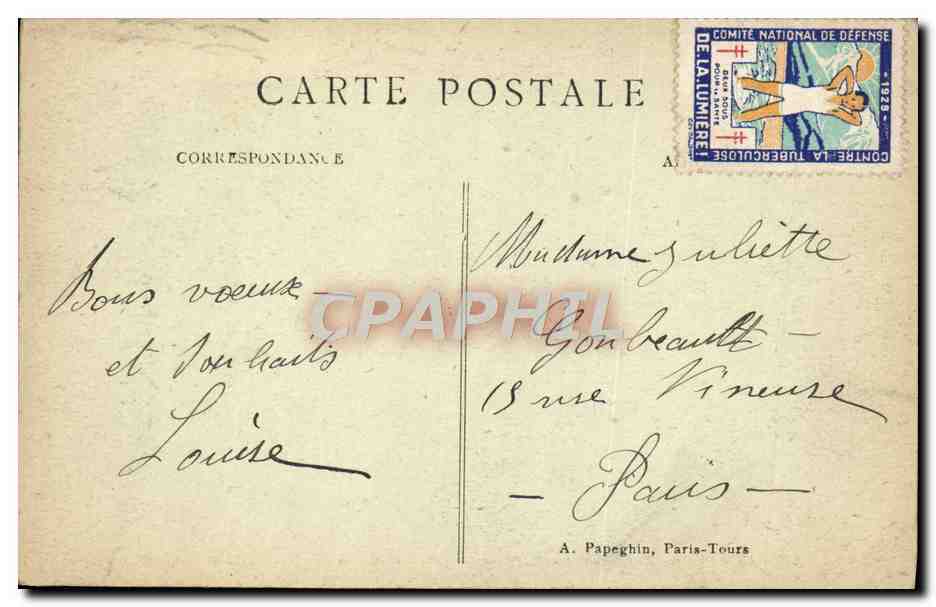 CPA Paris Eglise St Etienne Du Mont Le Maitre Autel Vignette Tuberculose — Rückseite