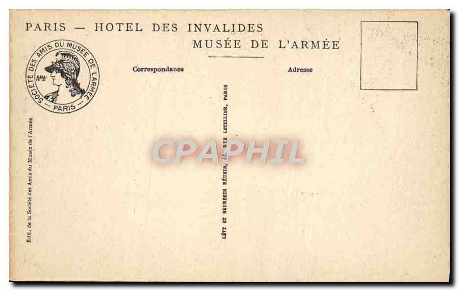 CPA Paris L'Hotel Des Invalides La Chapelle L'autel — Rückseite