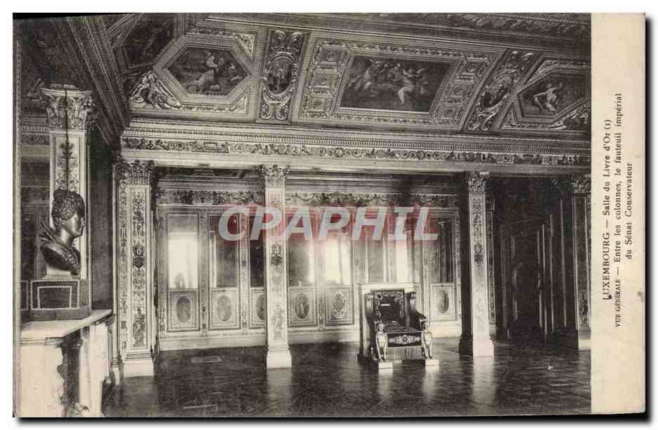 CPA Luxembourg Salle Du Livre D'Or Vue generale Entre les colonnes le fauteuil imperial du Senat Conservateur