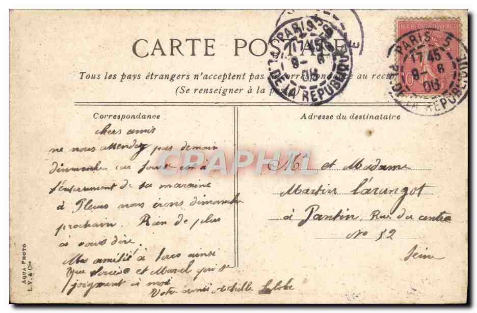 CPA Paris La Fontaine De Medicis — Verso
