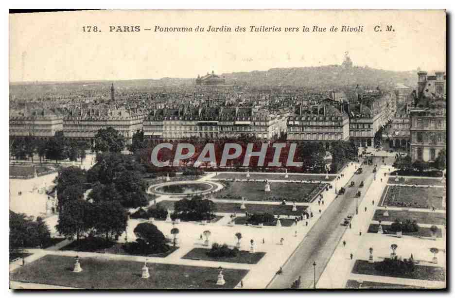 CPA Paris Panorama Du Jardin Des Tuileries Vers La Rue De Rivoli