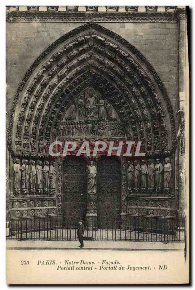 CPA Paris Notre Dame Facade Portail central Portail du Jugement 