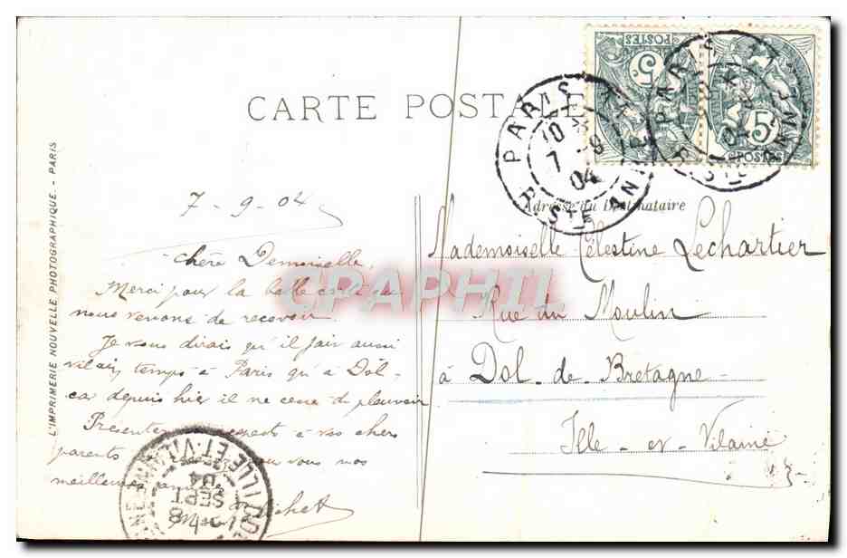 CPA Paris La Chapelle Expiatoire — Verso