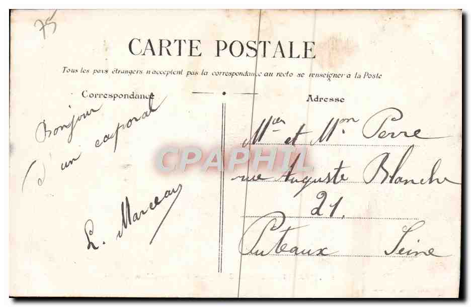 CPA Paris Bois de Boulogne Pavillon d'Armenonville — Rückseite