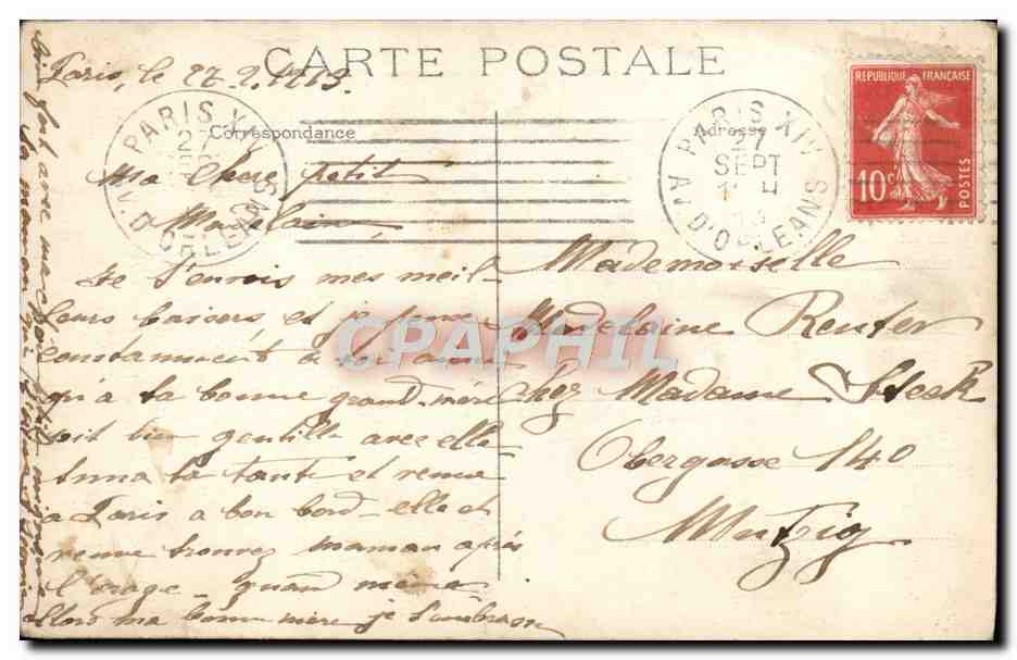 CPA Souvenir Du Sacre Coeur de Montmartre — Rückseite
