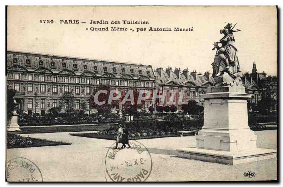 CPA Paris Jardin des Tuileries Quand Meme par Antonin Mercie