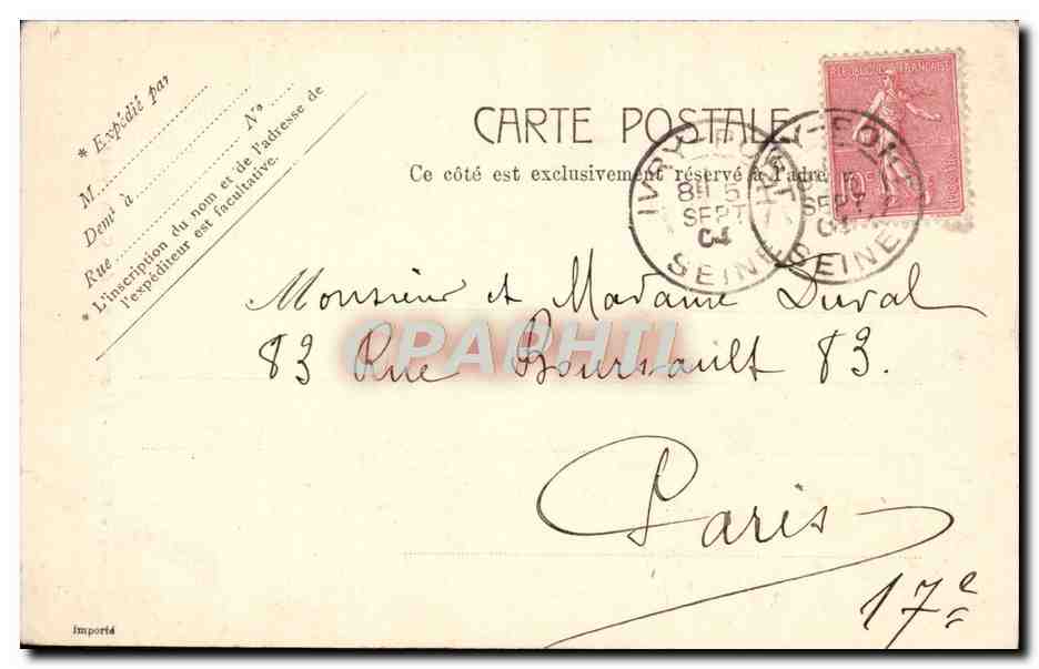 CPA Paris Monument de Gambetta — Rückseite