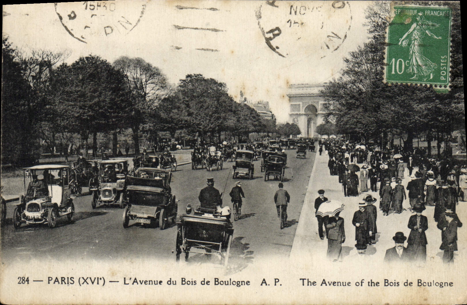 CPA Paris L'Avenue du Bois de Boulogne Arc de Triomphe