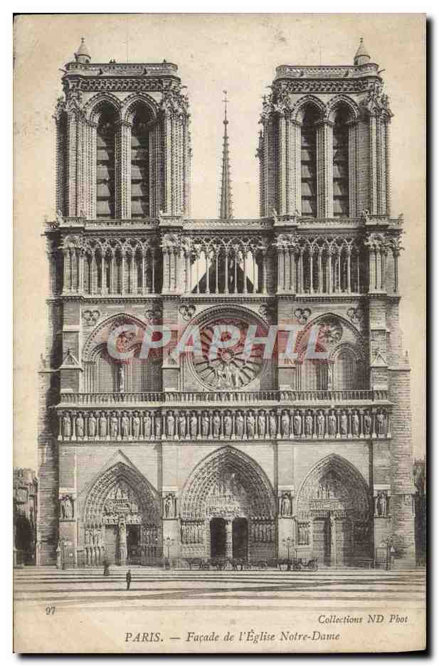 CPA Paris Facade de L'Eglise Notre Dame