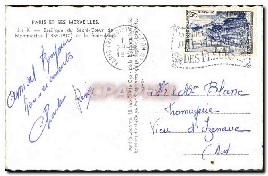 CPM Paris Et Ses Merveilles Basilique du Sacre Coeur de Montmartre et funiculaire — Rückseite