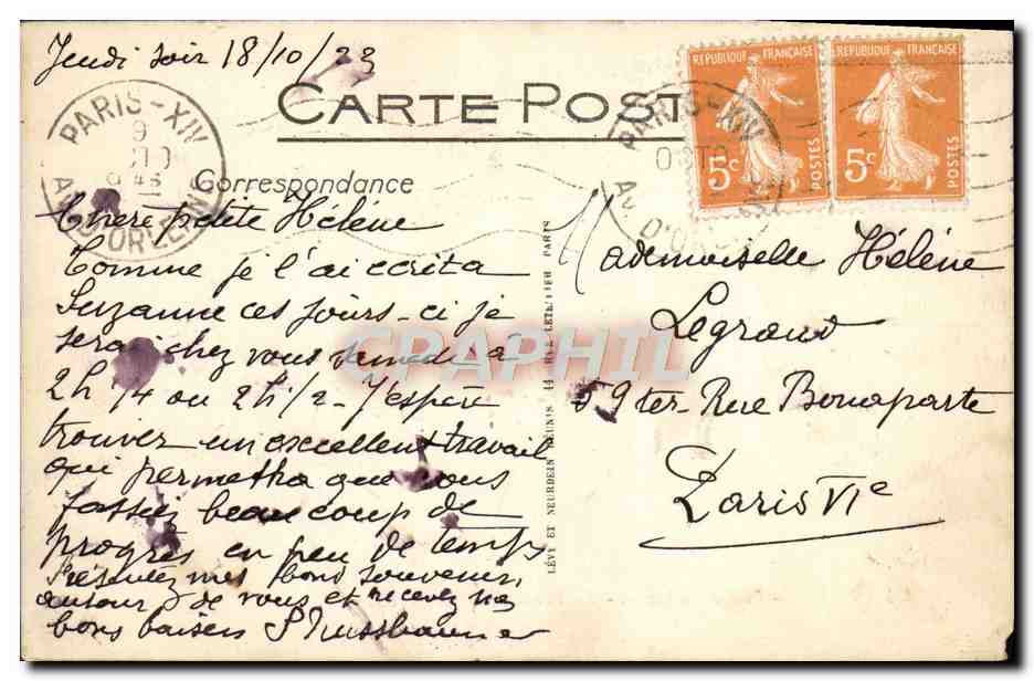 CPA Paris Le Luxembourg La Fontaine de Carpeaux — Verso