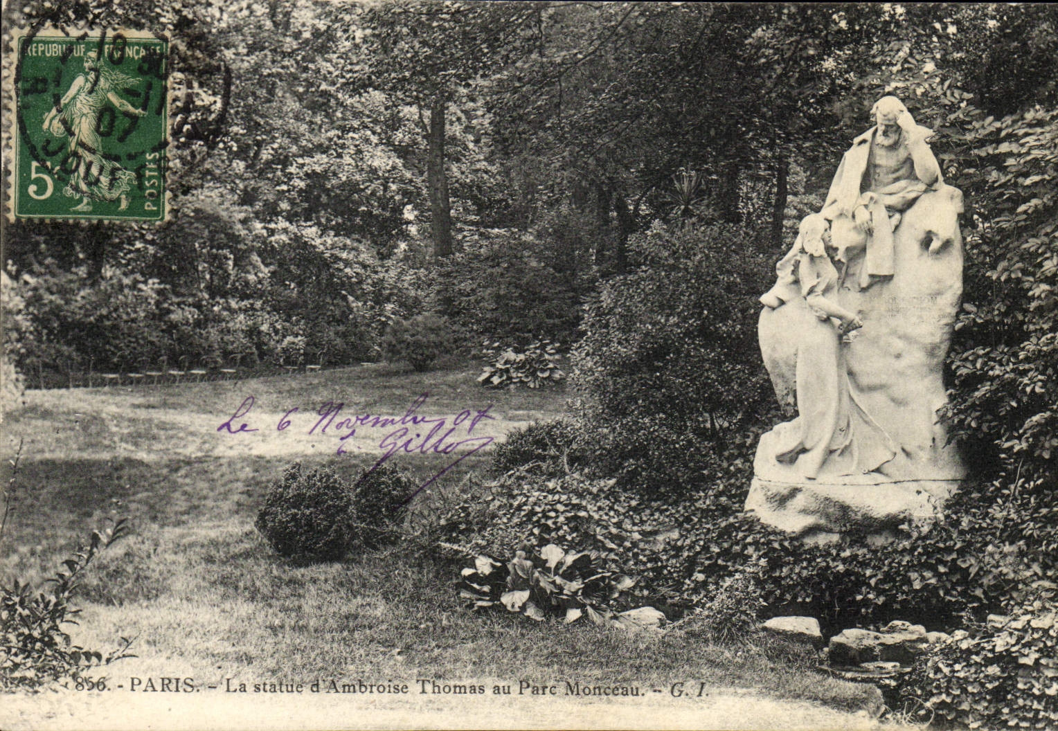 CPA Paris La statue d'Ambroise Thomas au parc Monceau