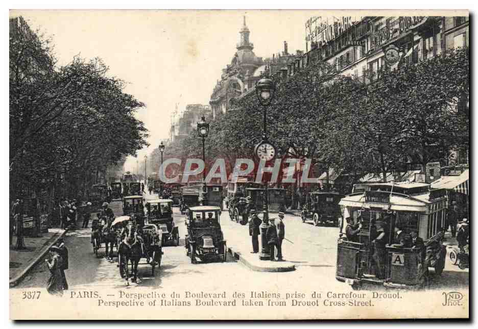 CPA Paris Perspeclive du Boulevard des Italiens Prise Du Carrefour Drouot